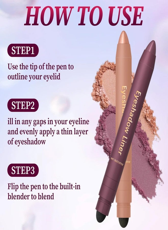 LINARTS Shadow Liner 2in 1 Eyeliner Eyeshadow, Shadow Liner Duo Plum, Eyeliner + Eyeshadow, Waterproof, Smooth, Long-Lasting & Smudge-Proof Wear,Easy to Color（Champagne+Purple） - Image 5